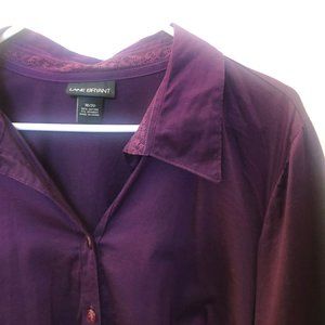 Lane Bryant Plus Size Purple Short Sleeve Blouse